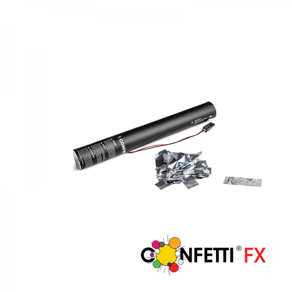 Konfettikanone elektrisch silber metallic 40cm
