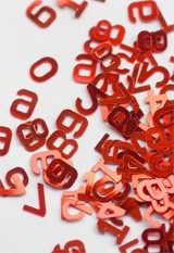 Konfetti Zahlen metallic rot