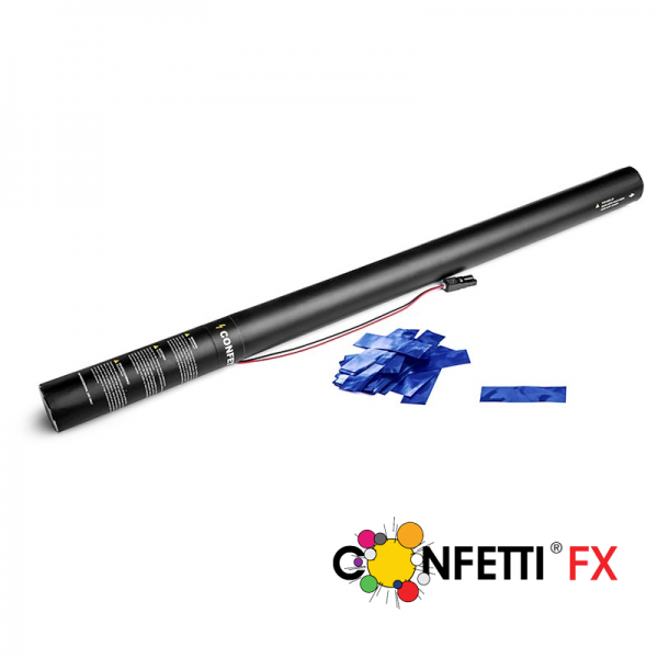 Konfettikanone elektrisch blau metallic, 80cm