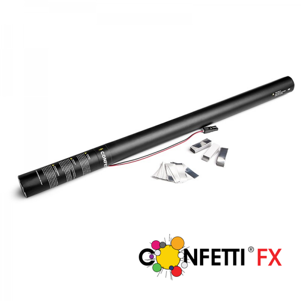 Elektrische Konfettikanone weiß/silber, 80cm