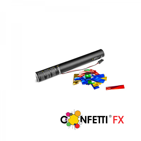 Konfettikanone elektrisch bunt metallic 40cm